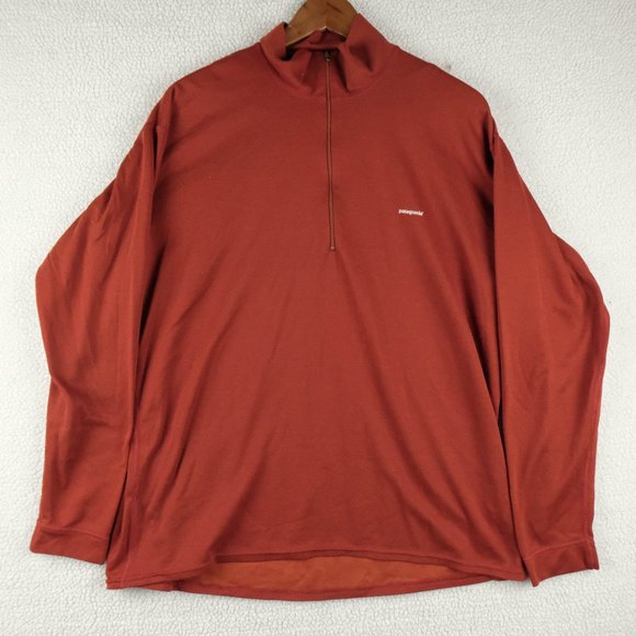 Patagonia Sweater Mens Large Red Lightweight Quarter Zip Athletic Outdoor Hiking - Picture 1 of 7